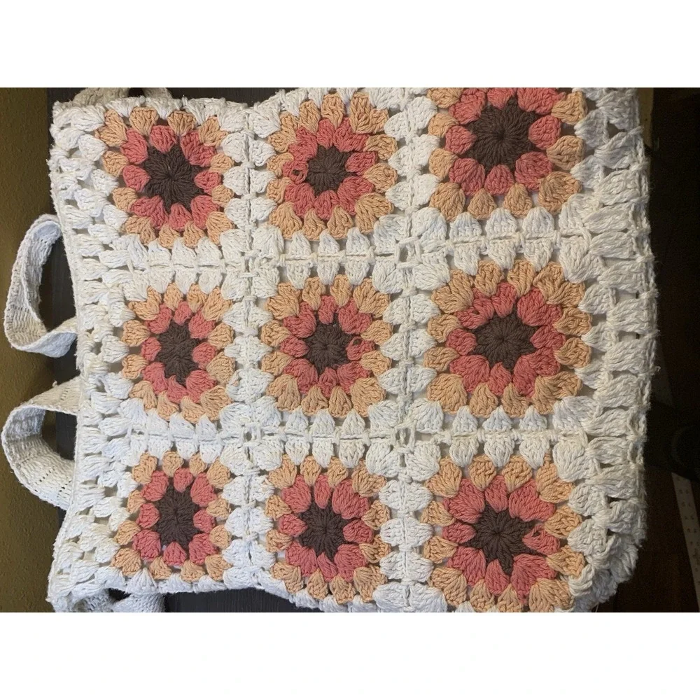 Womens Boho Shoulder Bag Colorful India Crochet Granny Square Hippie Festival‎